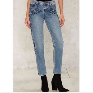 One Teaspoon Embroidered Floral Awesome Baggies